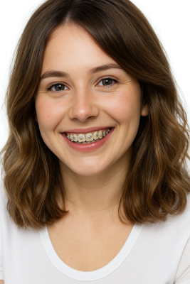 Junge Frau mit Zahnspange Junge Frau mit Zahnspange